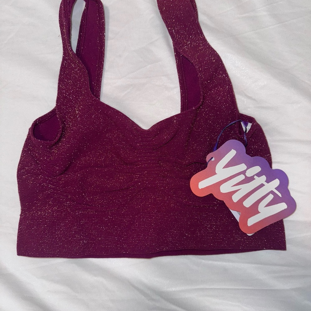 NWT YITTY Shimmering Maroon Sports Bra